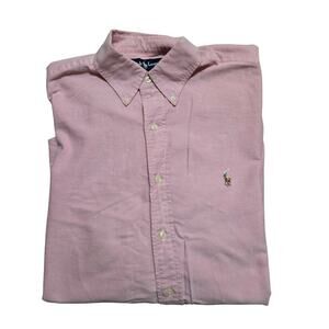 Ralph Lauren vintage men's pink dress shirt 16/34 100% cotton Yarmouth fit Boxy